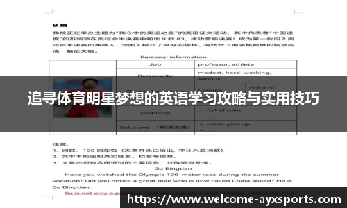 追寻体育明星梦想的英语学习攻略与实用技巧